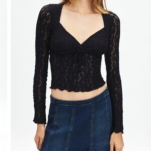 NWT urban outfitters Black Lace Long Sleeve Top，perfect for a date night